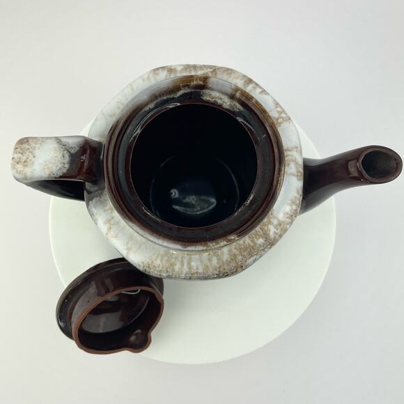 Vtg Brown Drip Glaze Japan Teapot Single Serve Espresso Redware Cottage Pottery - Picture 13 of 13